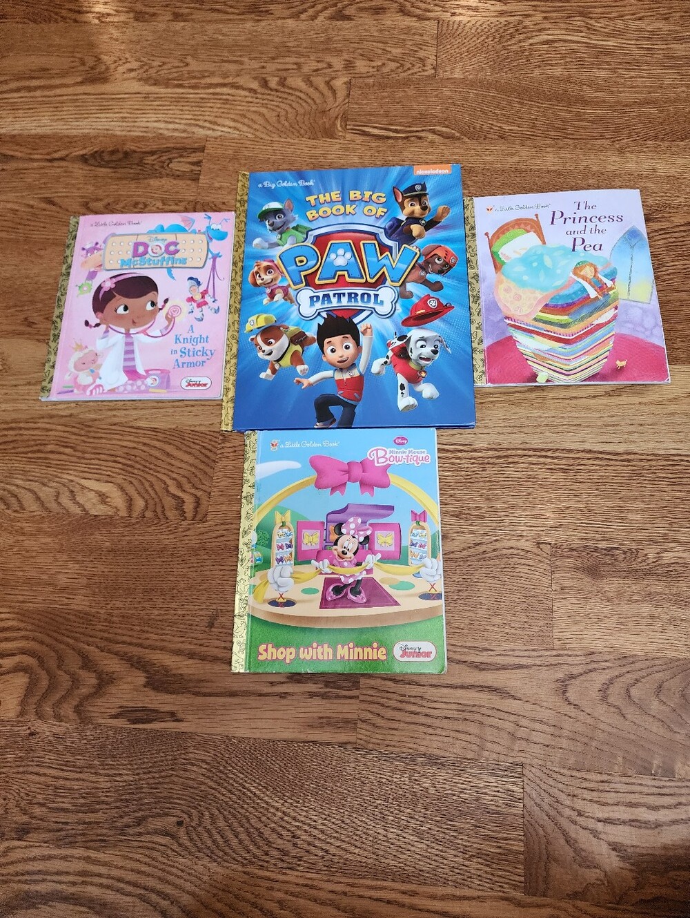 Children's Books (4 Books) - Paw Patrol, Minnie, Doc McStuffins, Princess & Pea